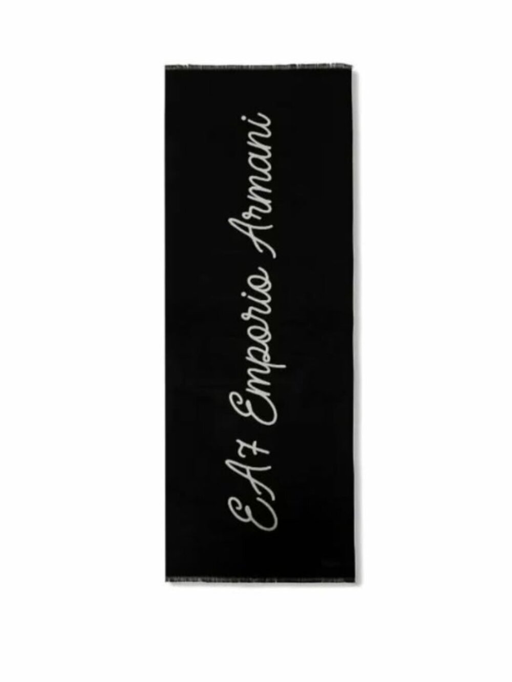 Women's Black Logo-Script Frayed-Edge Scarf
